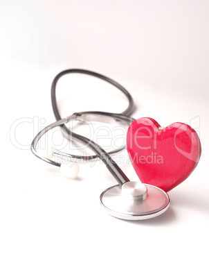 Stethoscope with a red heart shape