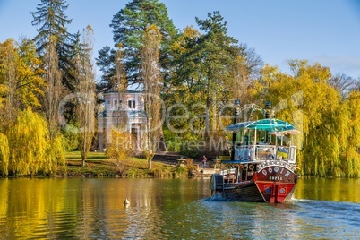 Upper pond in the Sofiyivsky arboretum. Uman, Ukraine