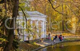 Sofiyivsky arboretum on a sunny autumn day. Uman, Ukraine