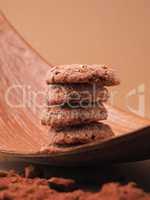Stacked organic chocolate cookies