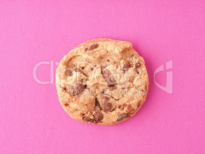 Sweet chocolate cookie on a pink background