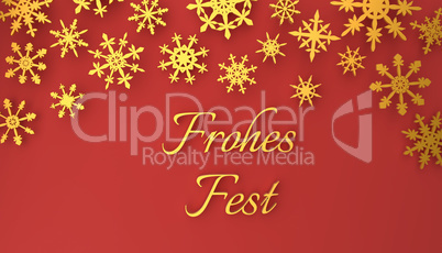 Modern German Merry Christmas background with snowflakes on red