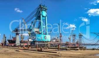 Large shipyard crane in Chernomorsk, Ukraine