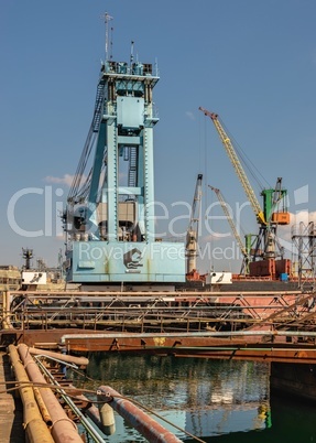 Large shipyard crane in Chernomorsk, Ukraine