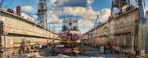 Dry dock in the  Chernomorsk Shipyard