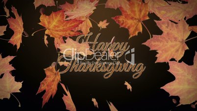 Happy Thanksgiving text with autumn leaves falling animation