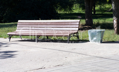 bench  in park at dry sunny summer day