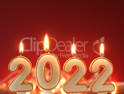 Number candles with the year 2022, New Year concept or turn of t