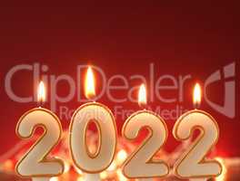 Number candles with the year 2022, New Year concept or turn of t