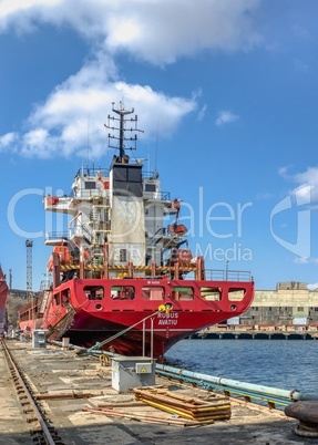 Ship at the pier of the  Shipyard in Ukraine