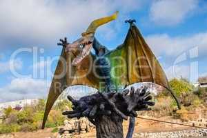 Sculpture of a pterodactyl in Fantasy park of Uman, Ukraine