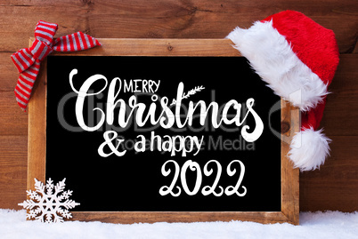 Chalkboard, Christmas Decoration, Santa Hat, Merry Christmas And A Happy 2022