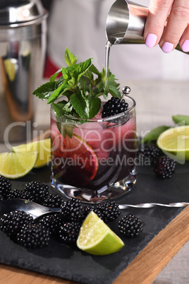 Refreshing  cocktail Blackberry mojito