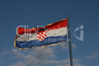 The flag of Croatia is posted on a holiday