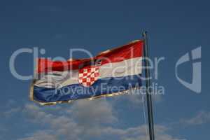 The flag of Croatia is posted on a holiday