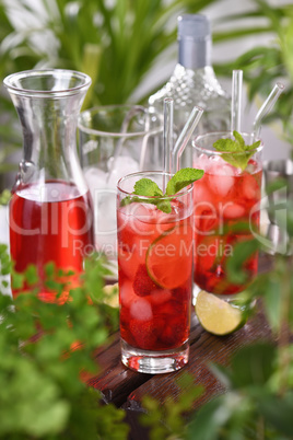 Summer strawberry mojito cocktail