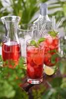 Summer strawberry mojito cocktail