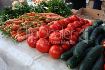 Various vegetables are sold at a bazaar in Croatia