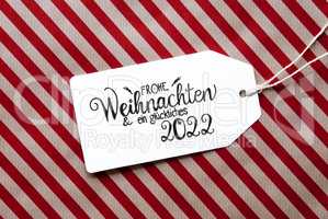 Red Wrapping Paper, Label, Glueckliches 2020 Means Happy 2022