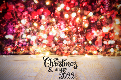 Christmas Background, Red Sparkling Lights, Merry Christmas And Happy 2022