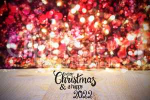 Christmas Background, Red Sparkling Lights, Merry Christmas And Happy 2022
