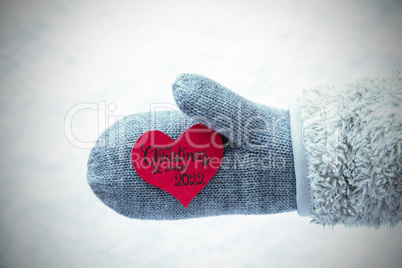 Glove, Snow, Fleece, Red Heart, Merry Christmas And A Happy 2022