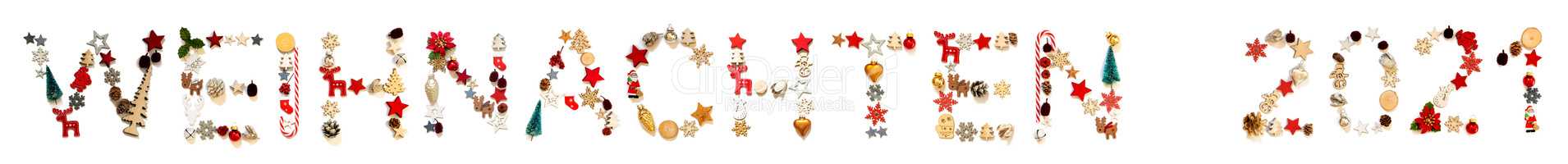 Colorful Christmas Decoration Letter Building Weihnachten 2021 Means Christmas