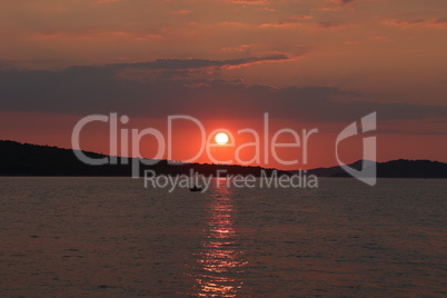 Beautiful summer sunset at sea in Croatia