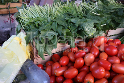 Various vegetables are sold at a bazaar in Croatia
