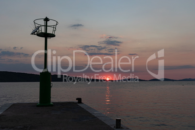 Beautiful summer sunset at sea in Croatia