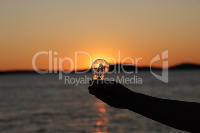 Beautiful summer sunset at sea in Croatia