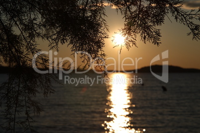 Beautiful summer sunset at sea in Croatia
