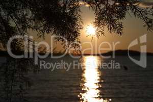 Beautiful summer sunset at sea in Croatia