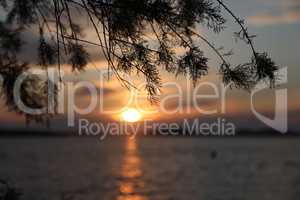 Beautiful summer sunset at sea in Croatia