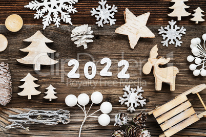 Rustic Wooden Christmas Decoration, 2022, Seld And Tree
