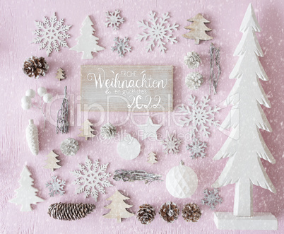 White Christmas Decoration, Tree, Glueckliches 2022 Means Happy 2022, Snowflakes