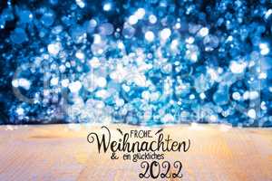 Christmas Background, Red Sparkling Lights, Glueckliches 2022 Means Happy 2022