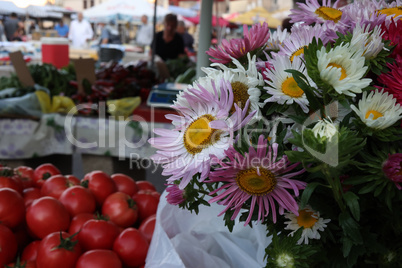 Flowers for sale in a bazaar in Croatia