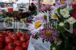 Flowers for sale in a bazaar in Croatia