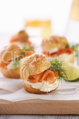 Profiteroles with salmon