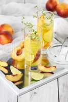 Peach lemonade with thyme