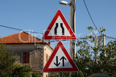 Road signs on the streets of Croatia