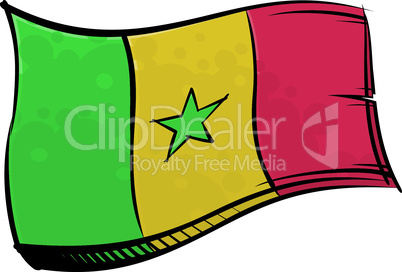 Painted Senegal flag waving in wind