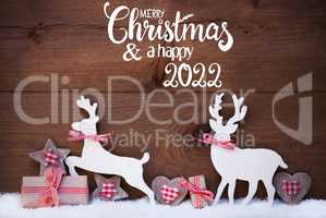 Gift, Deer, Heart, Snow, Merry Christmas And Happy 2022