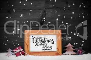 Frame, Gift, Tree, Snow, Snowflakes, Merry Christmas And A Happy 2022