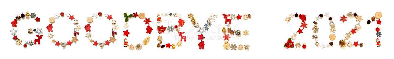 Colorful Christmas Decoration Letter Building Word Goodbye 2021