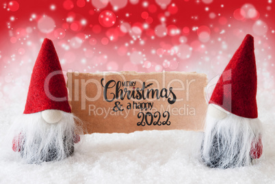 Santa Claus, Red Hat, Merry Christmas And A Happy 2022, Red Background