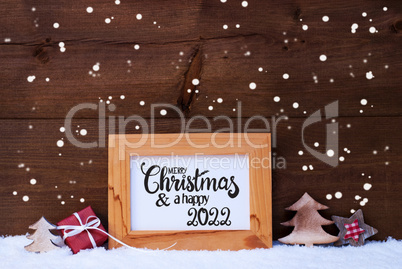 Frame, Gift, Tree, Snowflakes, Merry Christmas And A Happy 2022