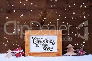 Frame, Gift, Tree, Snowflakes, Merry Christmas And A Happy 2022