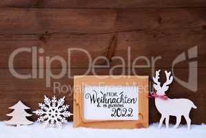 Deer, Snowflake, Snow, Tree, Glueckliches 2022 Means Happy 2022